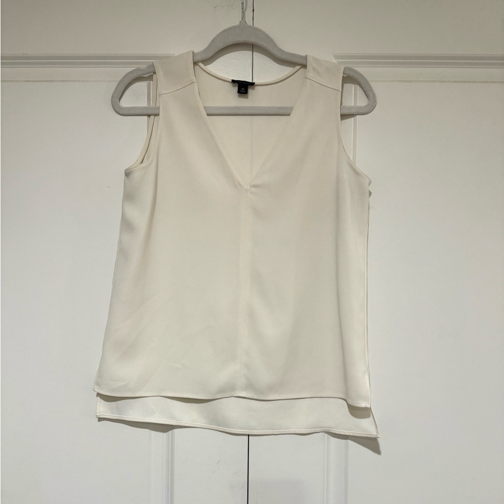 Ann Taylor Cream Sleeveless Blouse